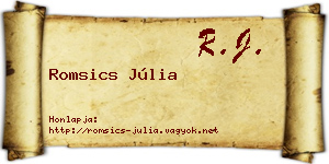 Romsics Júlia névjegykártya